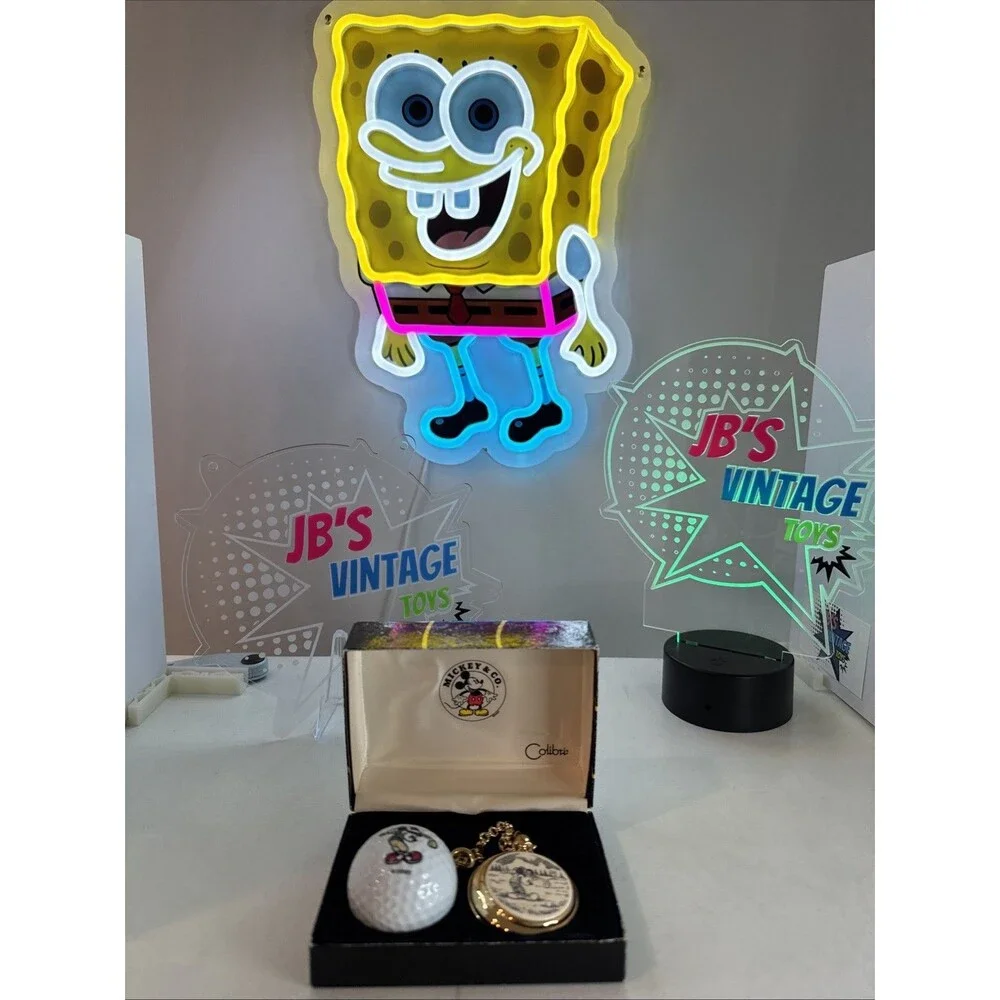 Colibri Disney Mickey Mouse Pocket Watch w/ Golf Ball Set VTG